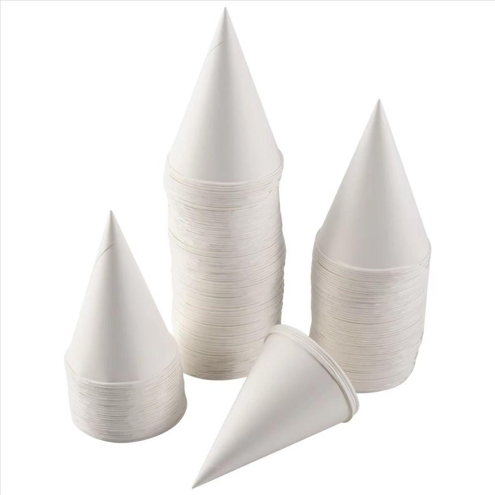 250Pcs 3.7 OZ White Paper Cone Cups Leakproof Cone Party Tableware Disposable Paper Cups  Festivals