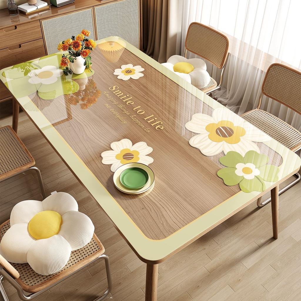 Weiche Glas-Tischmatte—Verdickt, Fettbeständig, Wasserbeständig, Hitzebeständig, Waschfreie PVC-Tischdecke—Transparente Esstischmatte