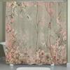 1pc Floral & Bird Pattern Shower Curtain - Pastel Background, Durable Polyester Fabric, Machine Washable with Hooks Included,