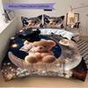 3pcs Christmas Festival Gift - Cute Teddy Bear Moon Bedding Set with One Quilt Cover and Two Pillowcases (No Core) - Home Decor, Anime Carto