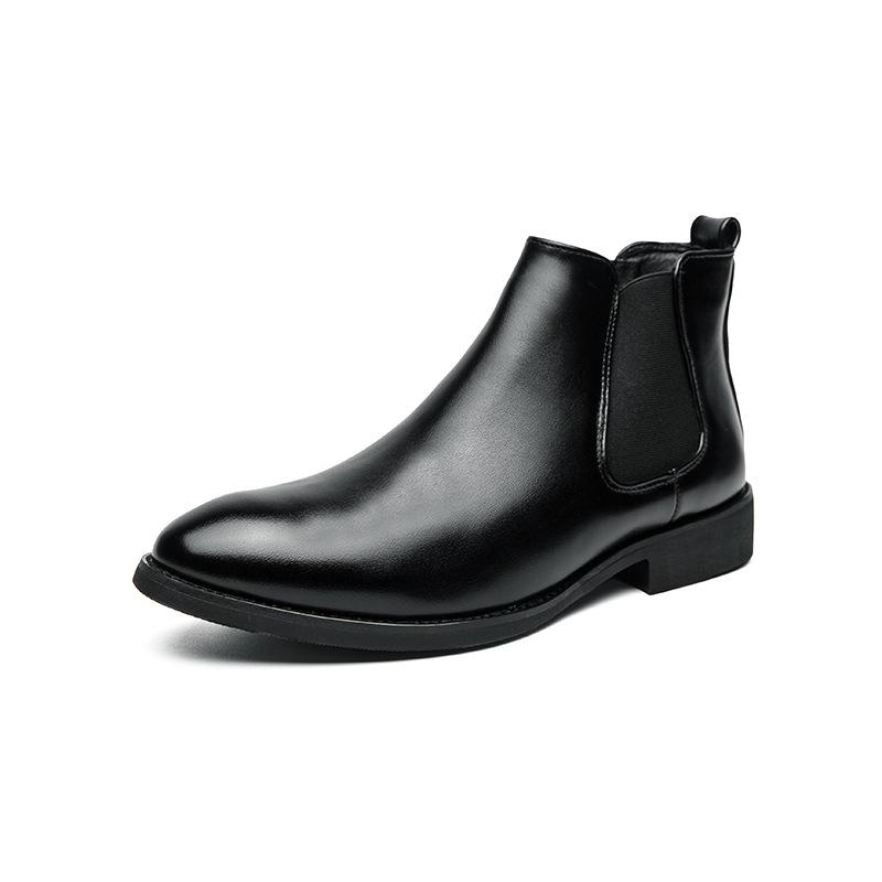 High-Top Men s Leather Chelsea Boots - Pointed Toe, Slip-On, Autumn/Winter 2025 Business Style 39