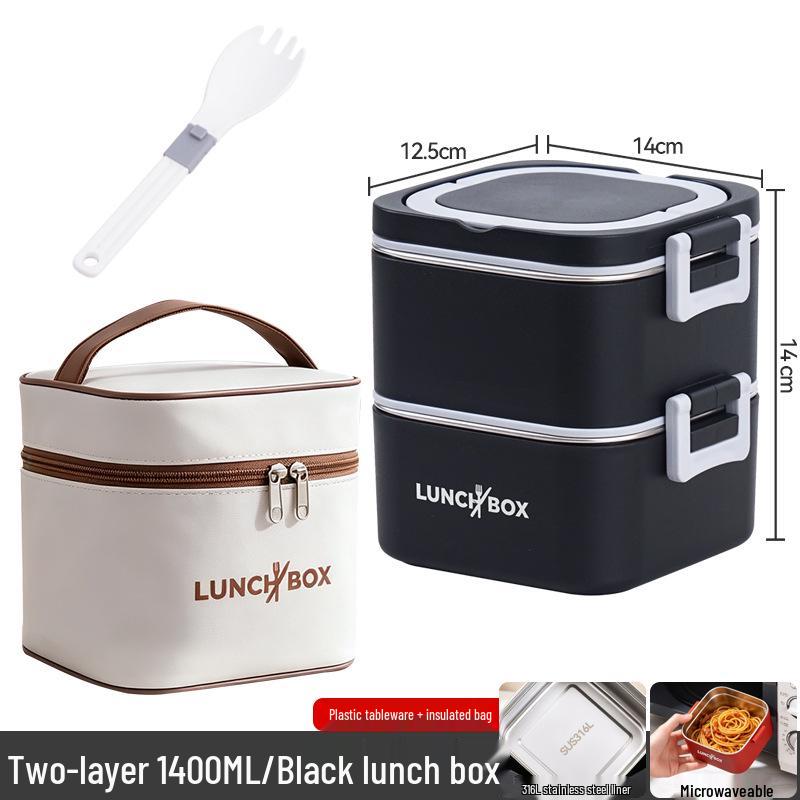 316 Stainless Steel Insulated Bento Lunch Box, Microwaveable Meal Container for Office Workers