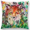 Oil Painting Animals ELK Cushion Cover Deer Lion Dogs Fox Bird Horse Sofa Throw Pillow Case