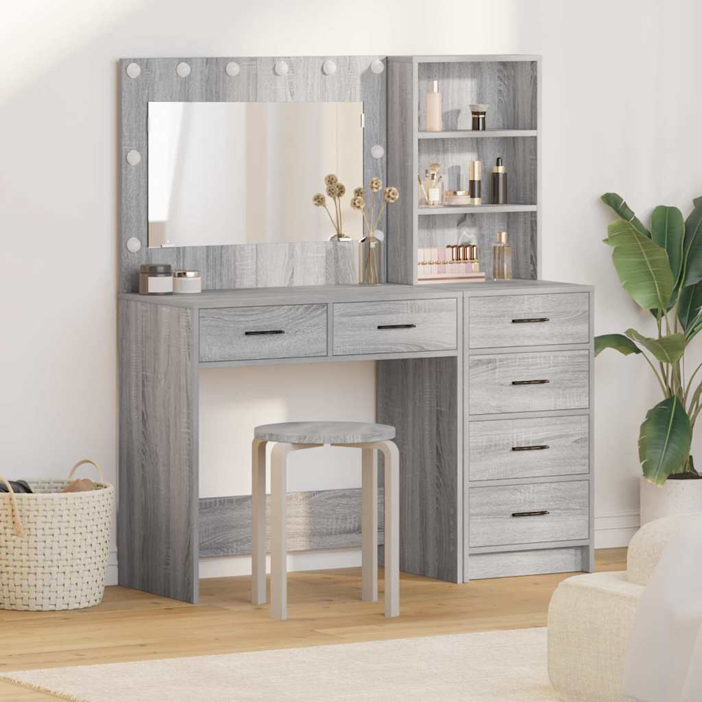 Makeup Table Light Grey 78.5 x 41 x 135 cm Engineered Wood