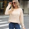 Autumn Solid Knitted Pullovers Sweater Women Elegant Loose Sweaters Winter Clothing Twist O Neck Knitwears Tops 28674