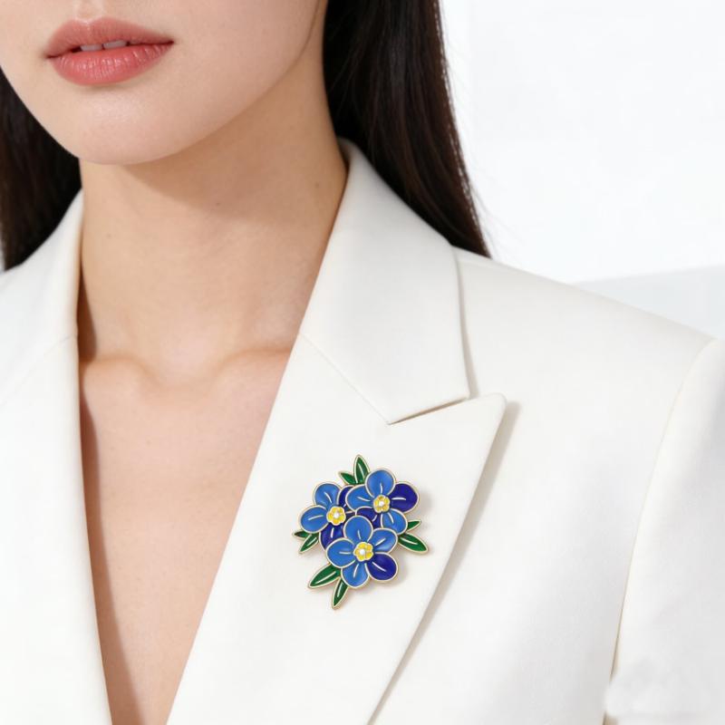 Mode High-End 3-Blatt-Blumenbroschen für Damen Unisex Emaille Pflanzen Pins Büro Party Schmuck Zubehör Freund Geschenke