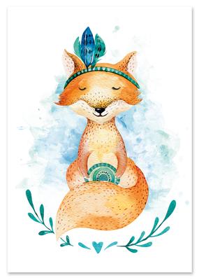 Fox Watercolor Fox Poster