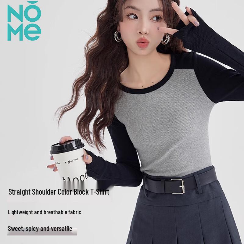 NOME Women s Colorblock Long Sleeve Raglan T-shirt 2XL