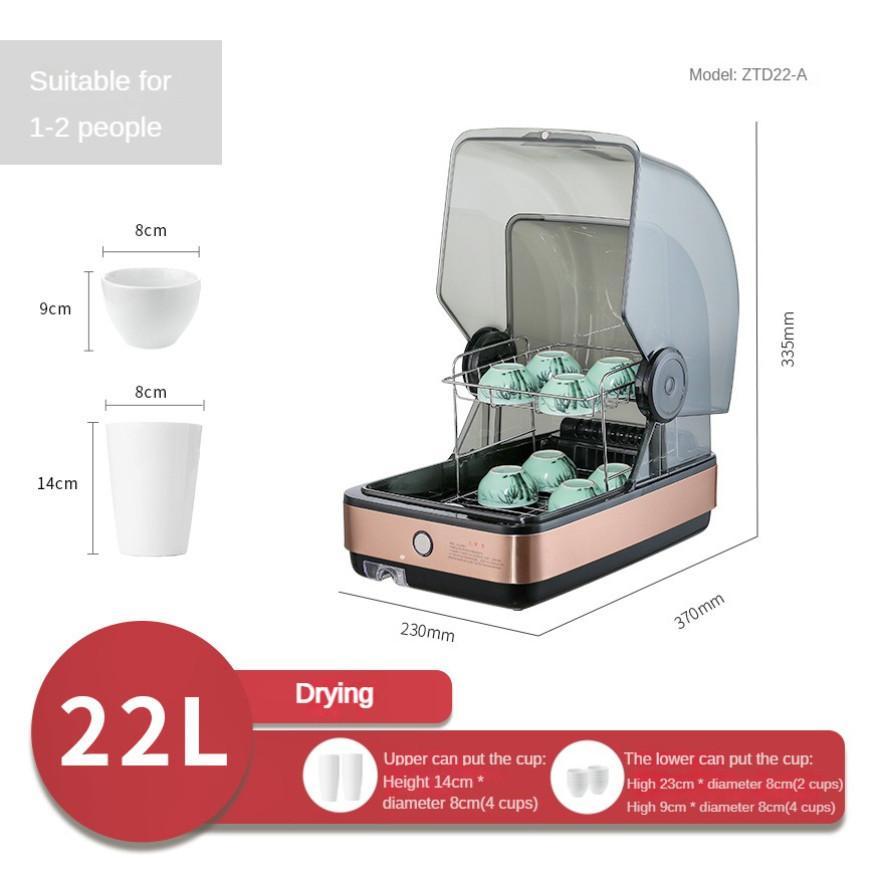 22L Desktop Ultraviolet Disinfection Cabinet Small High Temperature Sterilization Equipment Household Tableware Drying Cupboard