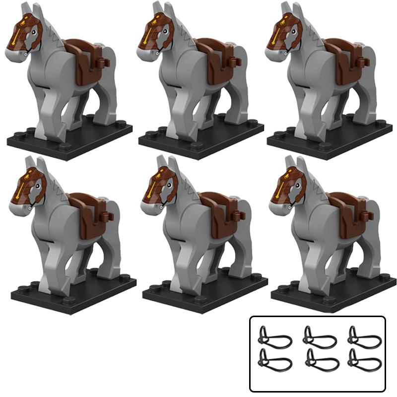 Medieval Military Building Blocks Cavalry Army Horse Animal Elephant Camel Wolf Crocodile Brick Toy Accessories S003