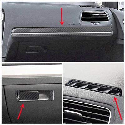 Araba Co-Pilot Dashboard havasız ortam kabini Hava Çıkış Modifikasyonu Kapak Trim Şeritler Çıkartmalar Volkswagen Golf 7 İç
