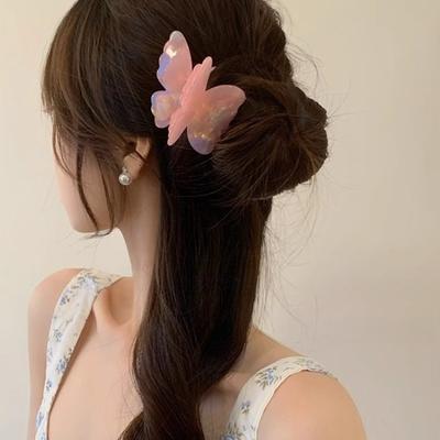 1Pc Colorful Fairy Butterfly Hair Claw Acetate Crab Hair Clip Sweet Princess Shark Clip Hairpin for Girls Women Hair Accessories