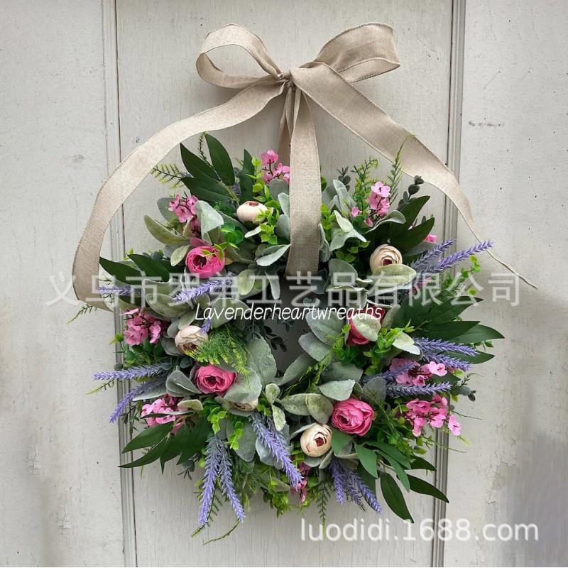 Easter Wreath Decor With Artificial Daisies Sunflowers Door Wall Hanging Home Party Decoration