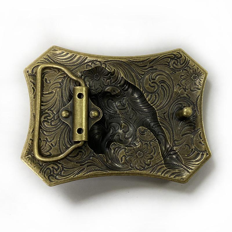 Western Cowboy Tang Dynasty Grass Pattern Alloy Belt Buckle