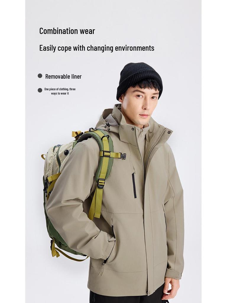 Premium 3-in-1 Outdoor Shell Jacket - Corporate Logo, Windproof, Waterproof, Ideal for Hiking and Mountaineering.