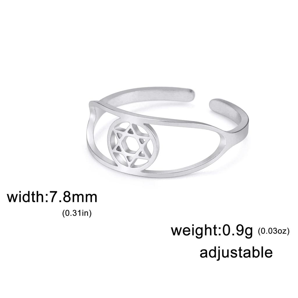 Dreamtimes Star of David Rings Stainless Steel Adjustable Open Rings Hexagram Je Ring FaithHeart Jewelry for Women Mens