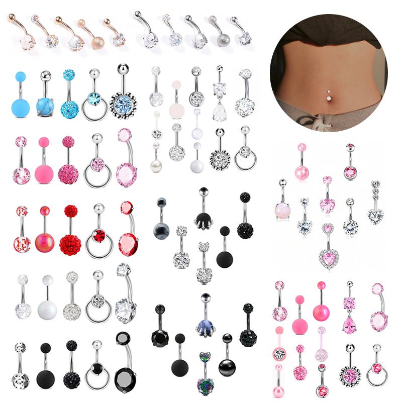 5/6/8/12 Stück Sexy Bauchnabelringe Set Herz Zirkon Bauchnabelpiercing Ringe Für Frauen Mädchen Körperpiercing Schmuck Zubehör Geschenk