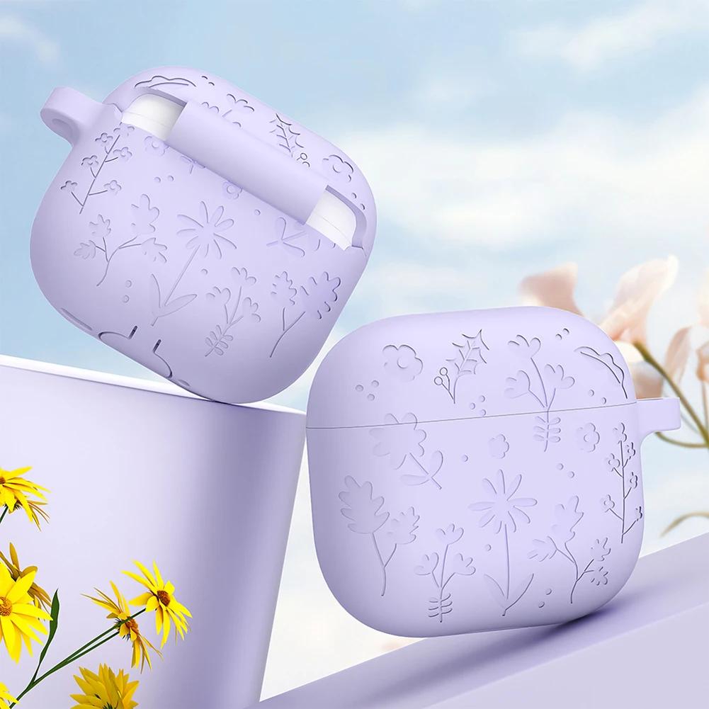 Silicone Earphone Protective Case with Carabiner for AirPods 4 2025 Shockproof and Dustproof Cover