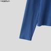 INCERUN Men's Square Collar Long Sleeve Patchwork Buttons Fitted Cropped T-shirts Tops