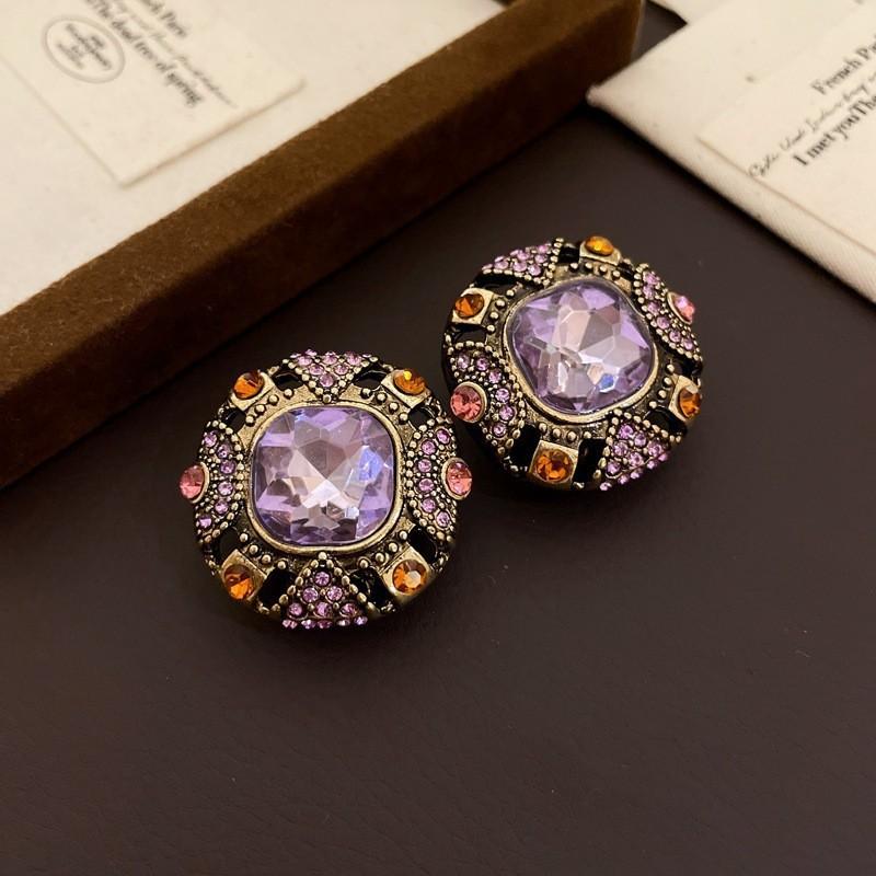 Cercei Medievali Vintage Argintiu Ac Picurând Ulei Romb Cercei Retro Stil Curte Cercei Exquiși Cercei Lux Light High-end