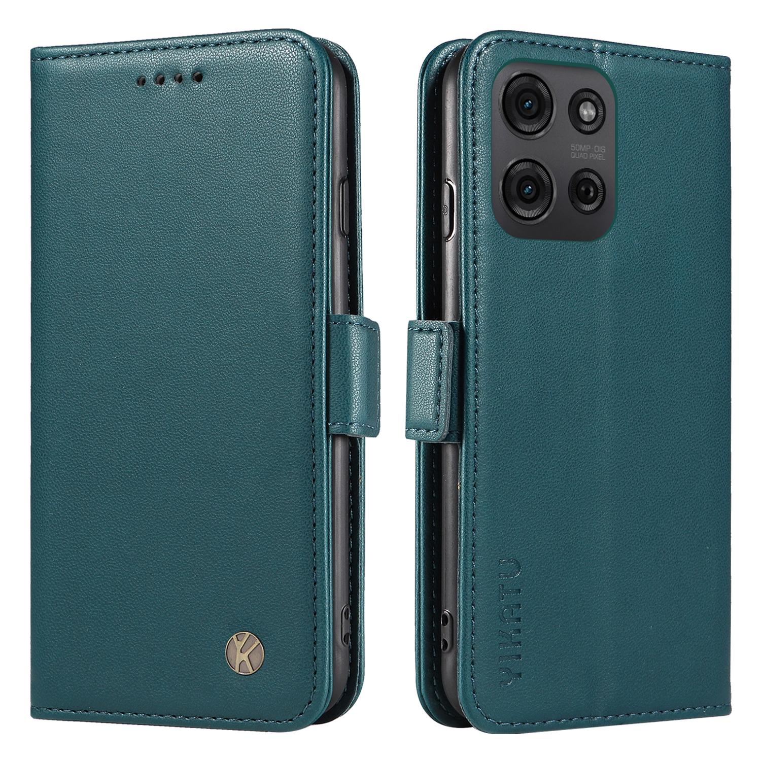 

YIKATU YK-003 для Motorola Moto G75 5G чехол-кошелек подставка кожаный чехол для телефона боковая пряжка D