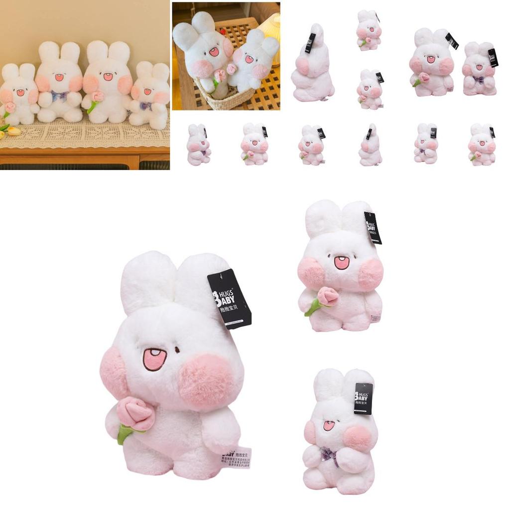 Adorable Plush Bunny Toy With Flower And Bowtie Decorations