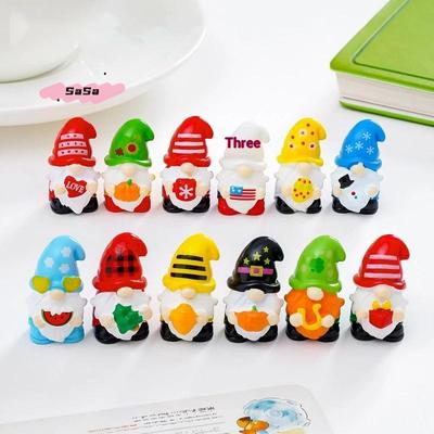 S-5Pcs Multicolor Mini Gnome Figurines Resin Micro Landscape Garden Elf Painted Home Decoration Desktop Easter Decora