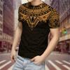 Summer Round Neck 3D Aztec Style Pattern Print Top Fashionable Casual Short Sleeved Men's T-shirts