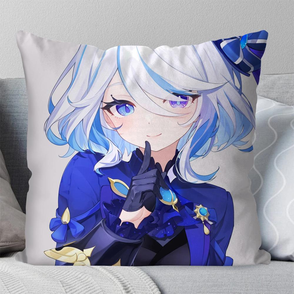 Furina Animation Spiel G-Genshin I-Impact Kissenbezug Quadratisches Kissen Schlafzimmer Sofa Freizeit Komfort Wohnzimmer Heimdekoration 40X40