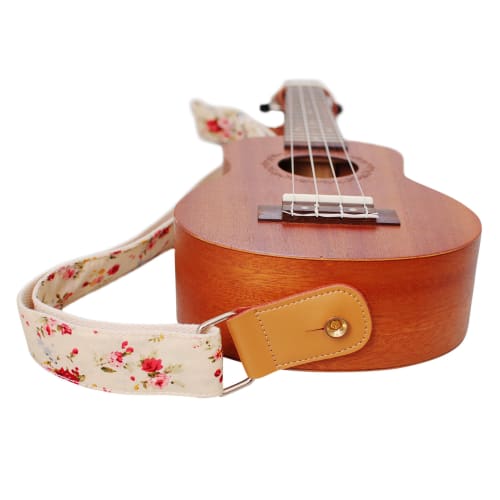 MUSIC FIRST? "Wild Rose - Cream" Soft Cotton Ukulele Strap/Ukulele Shoulder Strap