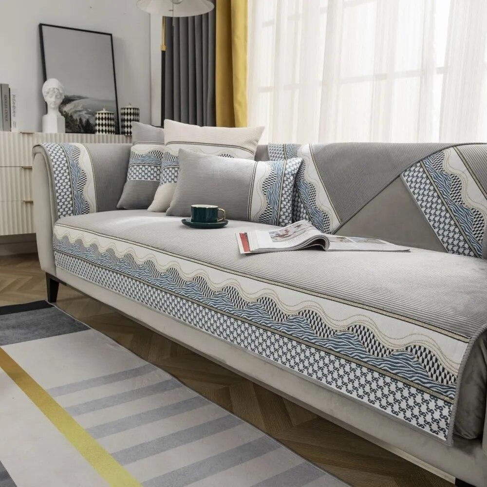 

Patchwork Sofa Covers Anti Slip Dustproof Universal Washable Sofa Cover for Living Room All Season Block Cushion 70X70cm 1pc