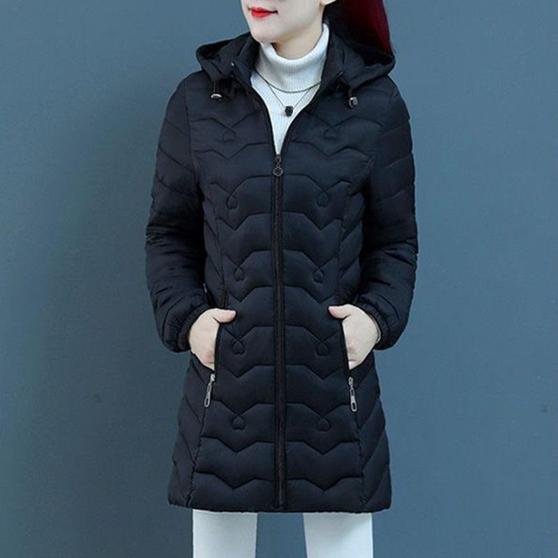 Winter Down Cotton Jacket Thick Warm Parkas Women Hooded Coat Long Sleeve Casual Overcoat Cotton-Padded Jacket Female Outerwear