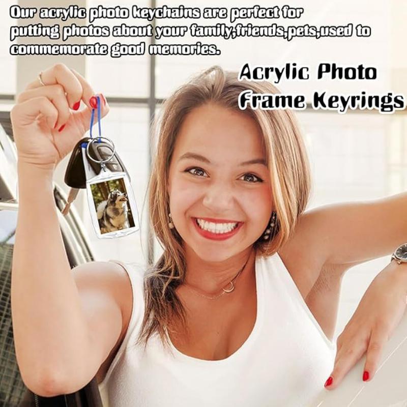 10Pc Acrylic Photo Frame Keychain Clear Picture Insert Blank Keyrings For Double-Sided Photos Diy Supplies