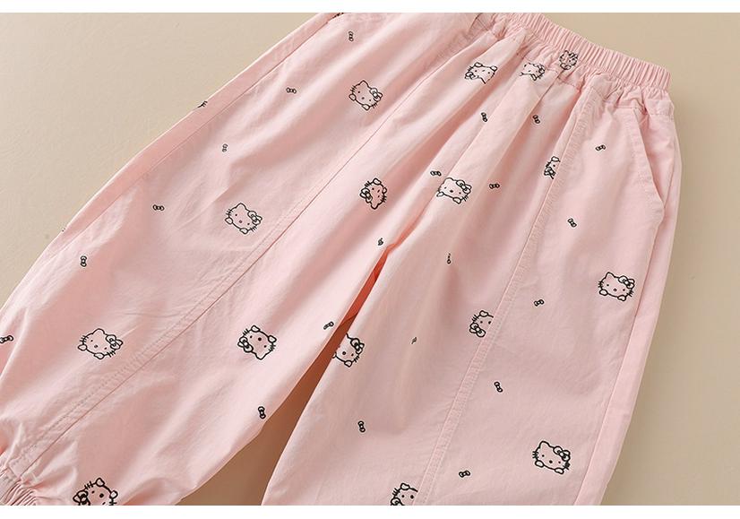 Summer 2026 Girls' Mosquito Repellent Cat Print Casual Pants