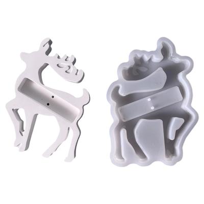 Silicone Christmas Gift Box Resin Mold Plasters Reindeers Epoxy Resin Mold for Casting Chocolate Cash Holder Home Decors