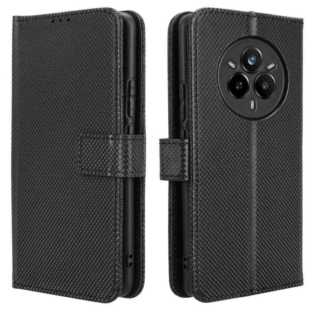For Realme 14 Pro 5G Case PU Leather Diamond Texture Wallet Phone Cover
