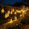 Dekorative Pergola Lichterketten Solar Außenleuchten Vintage Hanfseil Hängelichter mit bruchsicheren Glühbirnen