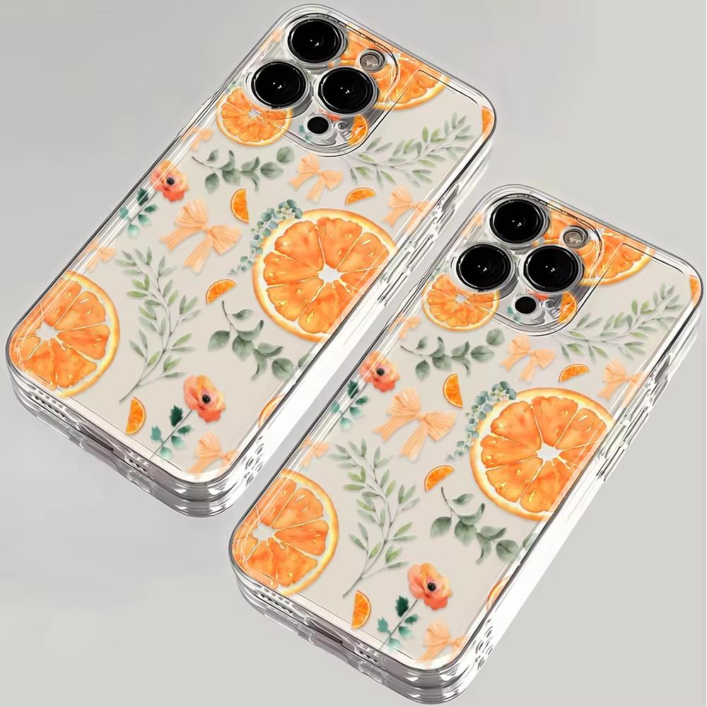 Summer Oranges Clear Phone Case For Samsung Galaxy S26 S25 Ultra S24 S23 FE S22 S21 Plus S20 A73 A72 Silicone Shockproof Cover
