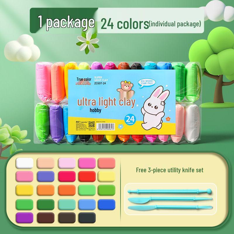 Clay Refill: Odorless Playdough for Kids, 12, 24, 36 Colors, Handmade Tools for Kindergarten.