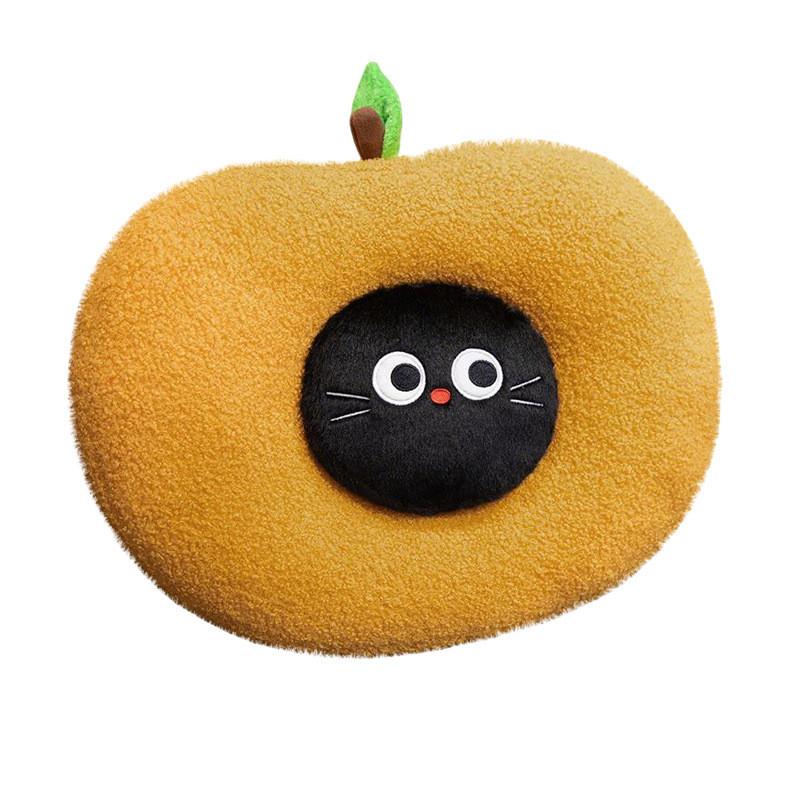 Apple Cat Plush Pillow Cartoon Soft Short Pile Dreamy Throw Pillow For Kids And Teens