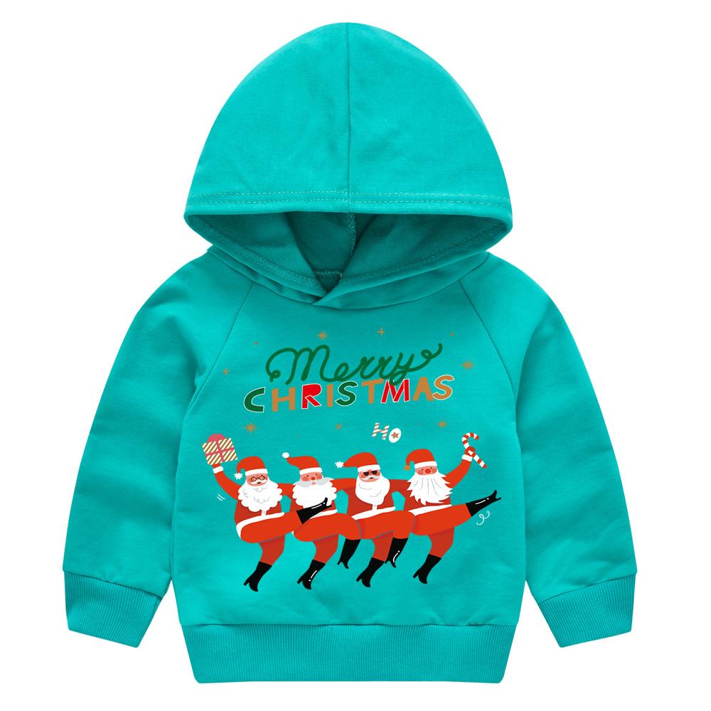 Christmas New Year Cartoon Spring and Fall Children's Printed Hooded Sweater Boys and Girls Casual Tops with Hoodie