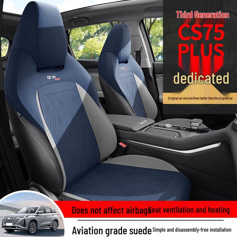 Suede Saddle Cushion: Ventilated Half-Wrap Seat Cover for Changan CS75 Plus