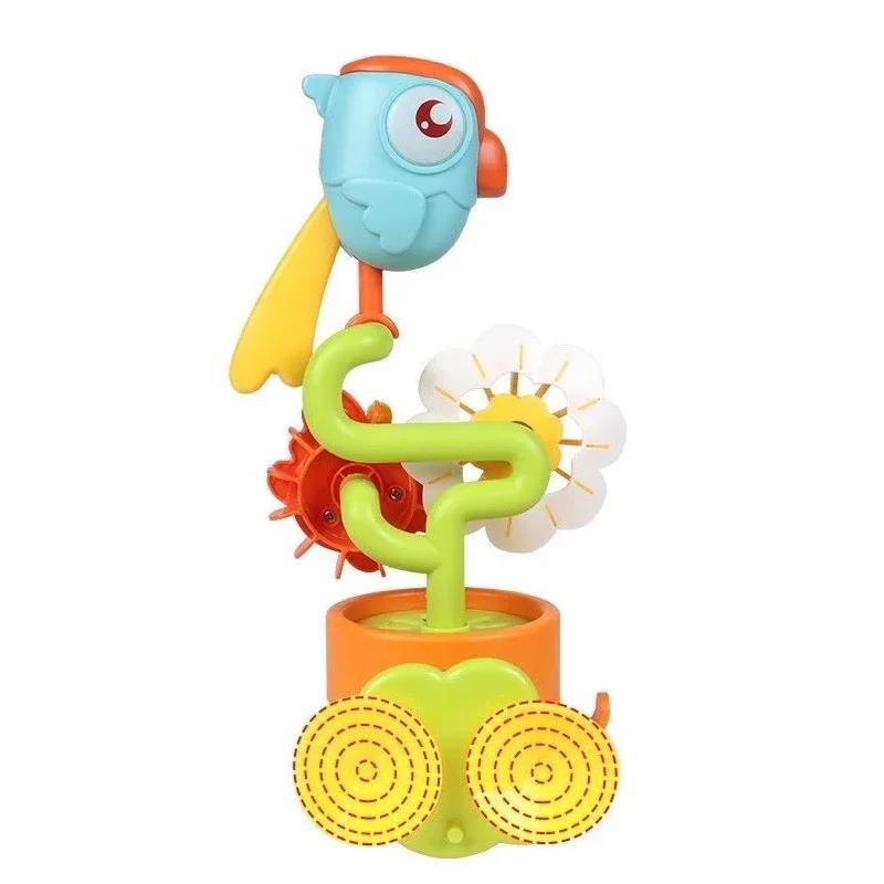 Baby Bath Toy Play Water Duck/Flower Shape Waterwheel Children Fun Shower Bathtub with Suction Cup Kids Water Spray Sprinkler