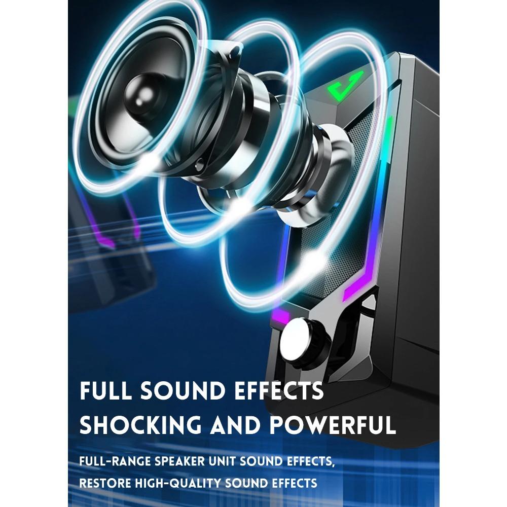 Wired & Bluetooth RGB Computer Speaker, Desktop Computer Speaker, Laptop Speaker, Desktop Stereo Speaker, USB Powered, with LED Ambient