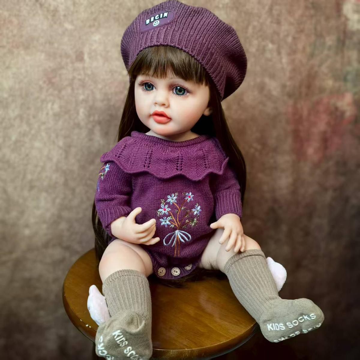 

New Reborn Baby Dolls Full Silicone Vinyl 55 cm Wear Sweeter Bebe Reborn Model Toy Kids Playmates Christmas Birthday Gifts