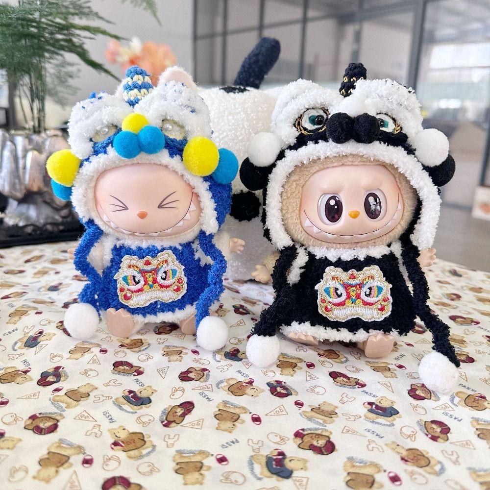 

Lion Dance Set Labubu Time Doll Cloth Chinese Style 17cm Plush Doll s Clothes Children Gift синій