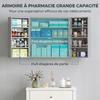 Wall-Mounted Medicine Cabinet, Double Lockable Doors, 2 Keys, 53 x 20 x 53 cm, Grey