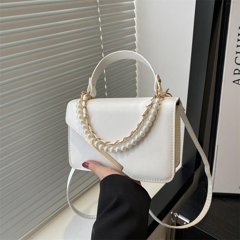 New Fashion High-end Texture Temperament Versatile Pearl Solid Color Portable Shoulder Messenger Bag Women's Bag