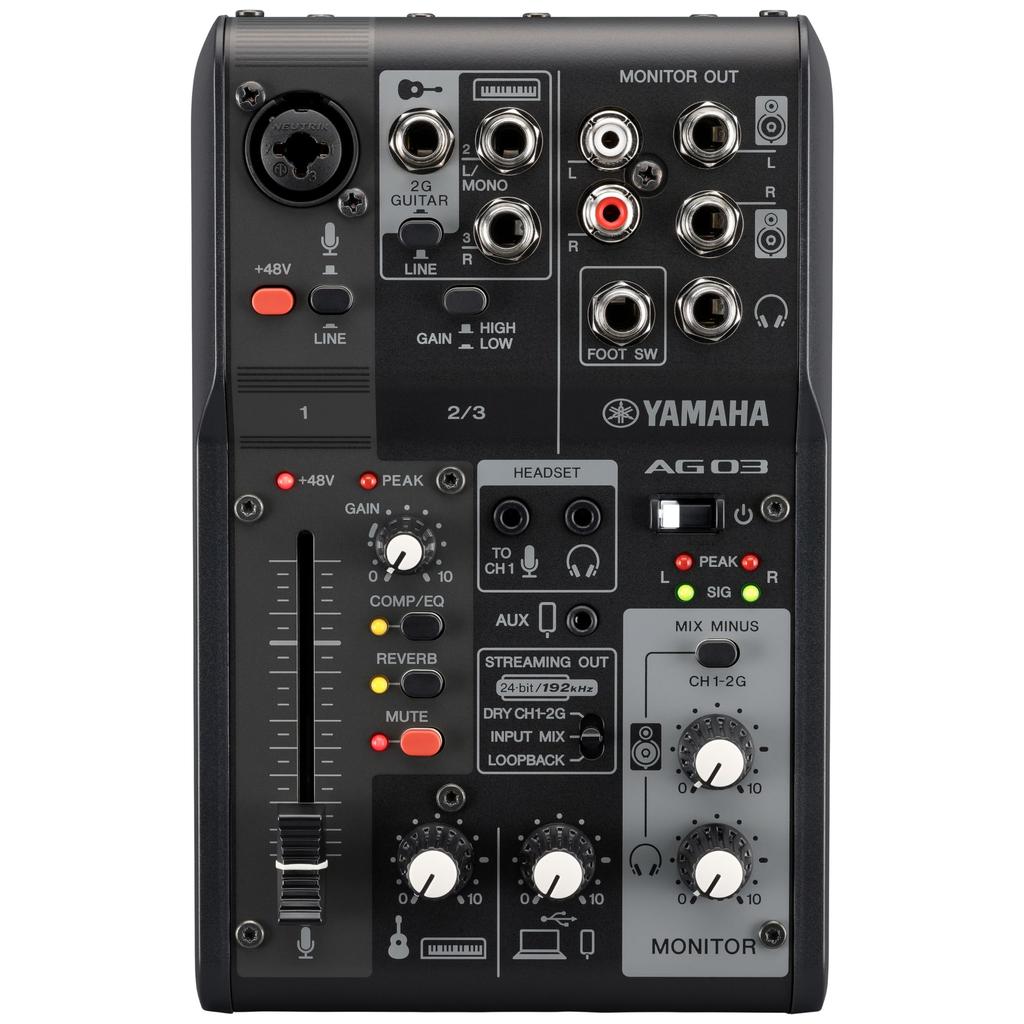 Yamaha AG03MK2 B LSPK Black Mixer with Live Streaming Pack 3-Channel