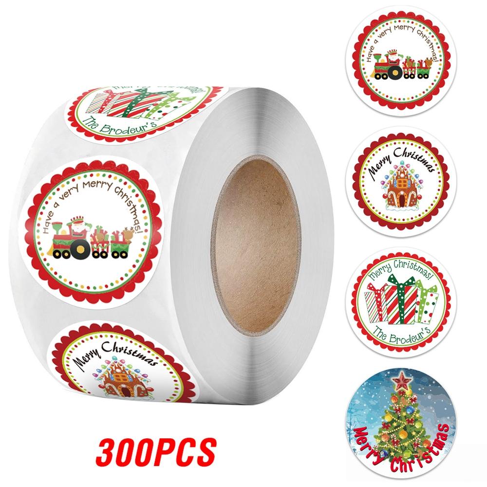 100-500Pcs High-Quality Merry High-Quality Christmas High-Quality Gift High-Quality Decorative High-Quality Stickers High-Quality Round High-Quality